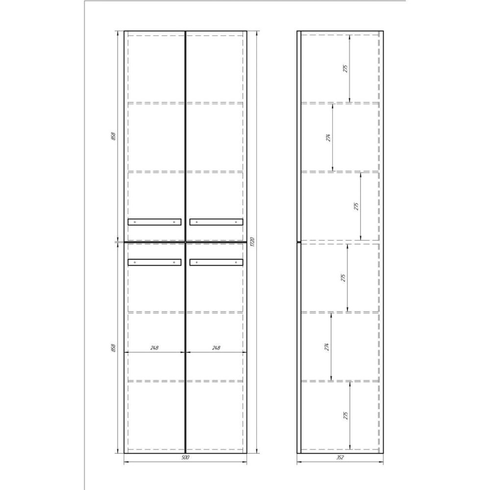 Пенал Dreja Almi 50 см, белый, артикул 99.0209