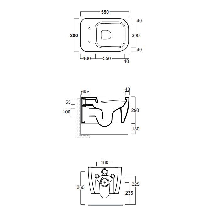 Simas Henges Унитаз подвесной безободковый 38х55 см, цвет белый матовый (без креплений F85)
