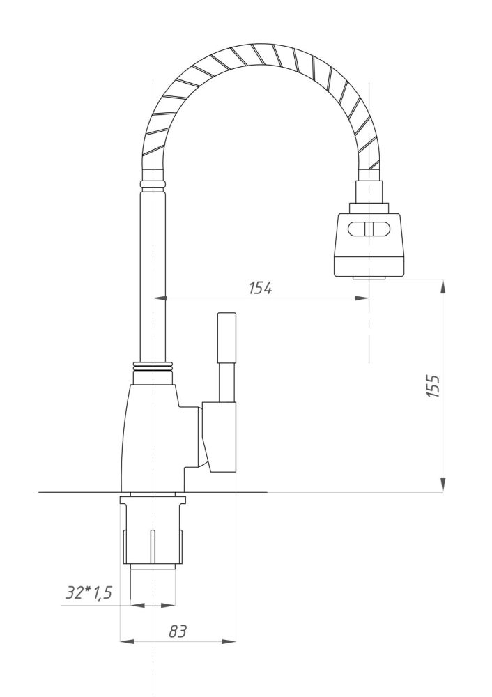 Смеситель для кухни TSARSBERG гибкий излив тип См-МОЦБА (TSB-733-01), артикул TSB-733-01