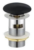 Донный клапан с системой "Клик-клак" с переливом, CZR-SAT7-NERO, чёрная крышка