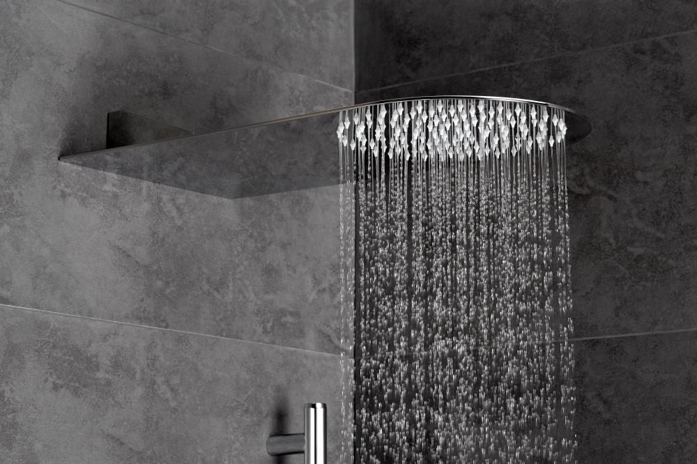 AQG, консольная душевая головка FLOWR1 50x25 см, 1 режим: дождь, цвет хром, артикул 19FLO0220R1F