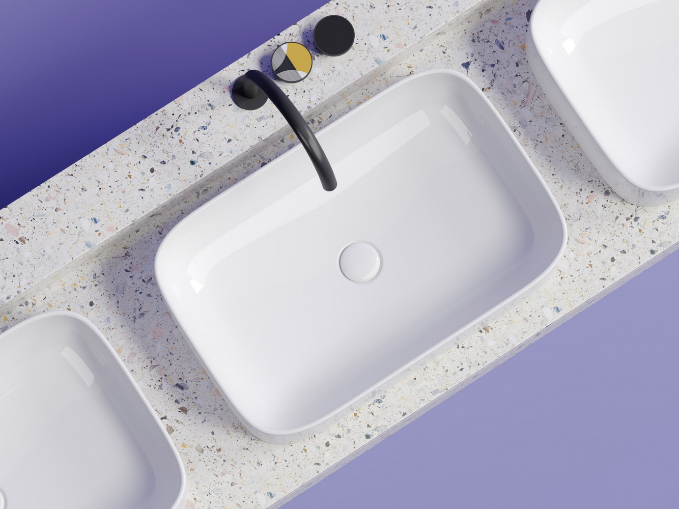 Умывальник чаша накладная прямоугольная Элемент (Element) 605x380x150мм, артикул CN6053