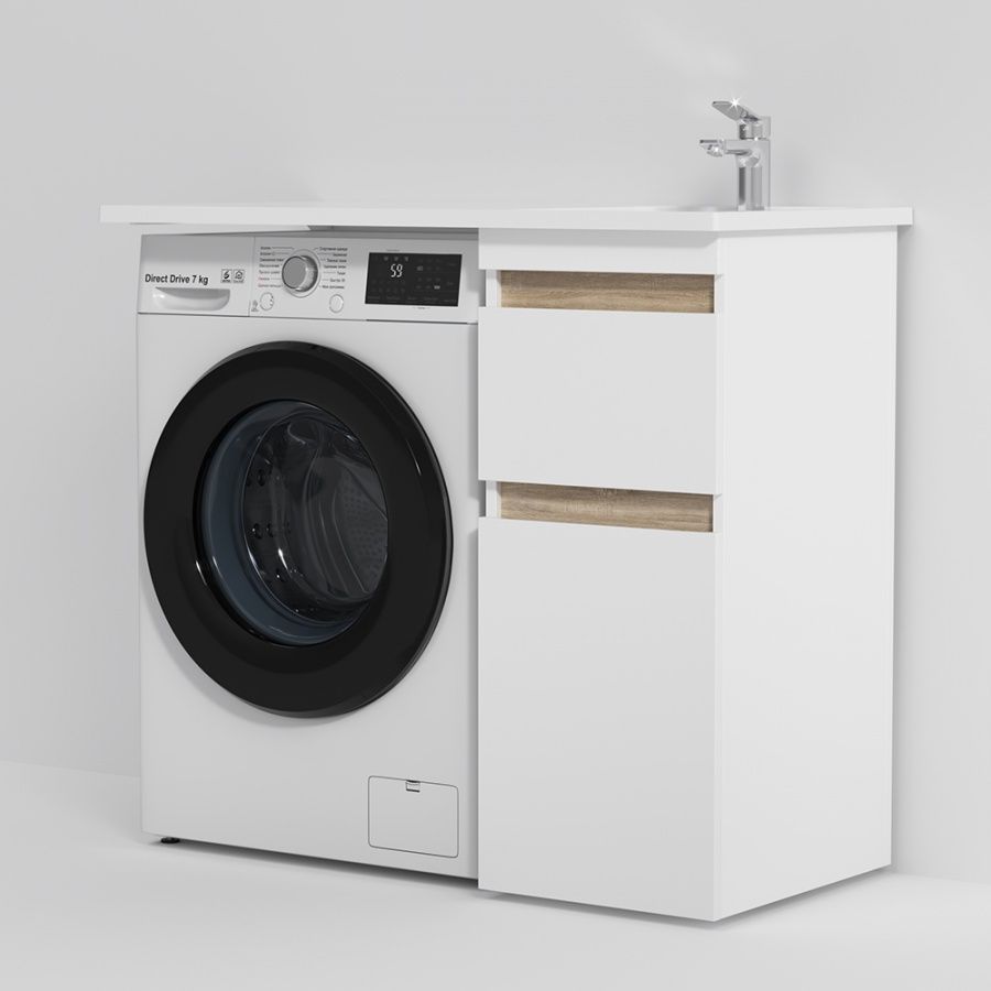 M85AWPR1001WG X-Joy, Раковина над стиральной машиной, литьевой мрамор, правая, 100 см, белый глянец M85AWPR1001WG X-Joy, Раковина над стиральной машиной, литьевой мрамор, правая, 100 см, белый глянец