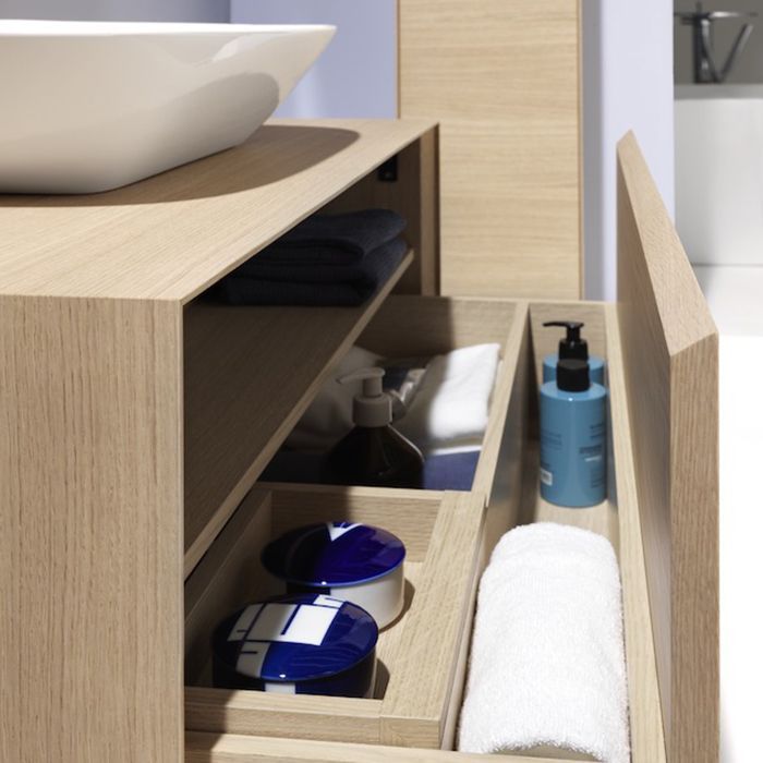 Тумба под раковину, Laufen, Boutique, ширина, мм-900, глубина, мм-500, высота, мм-430, тип установки-подвесной, раковина-необходимо заказать, вырез под раковину-нет, ящики-1, материал корпуса-МДФ, материал фасада-МДФ, цвет-светлый дуб, артикул 4.0901.0.150.250.1