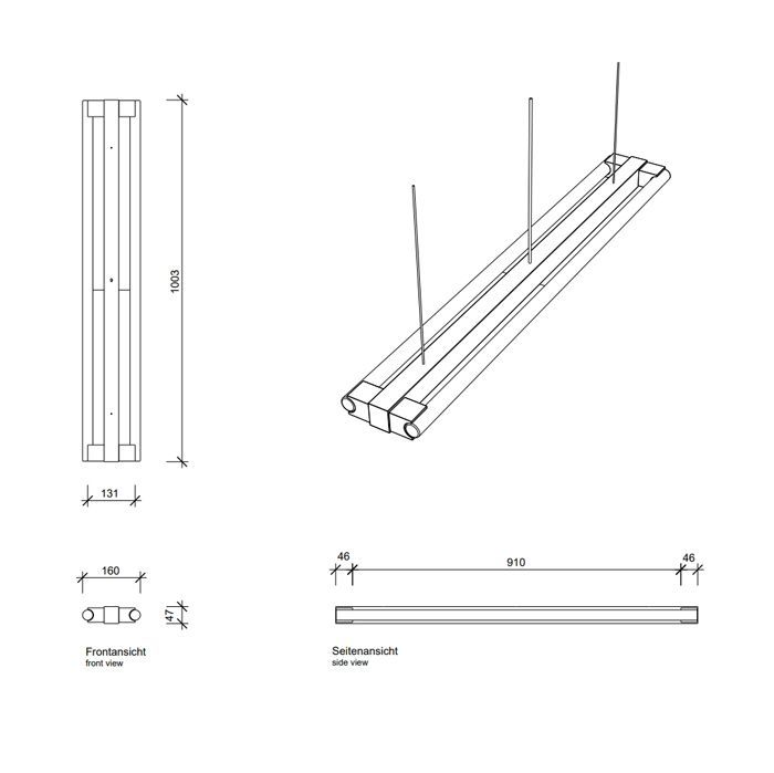 Decor Walther Omega 200 HL Светильник потолочный 100x5x12см, 2x S14S 100cm, цвет: золото матовое ЗАКАЗ ПО ЗАПРОСУ