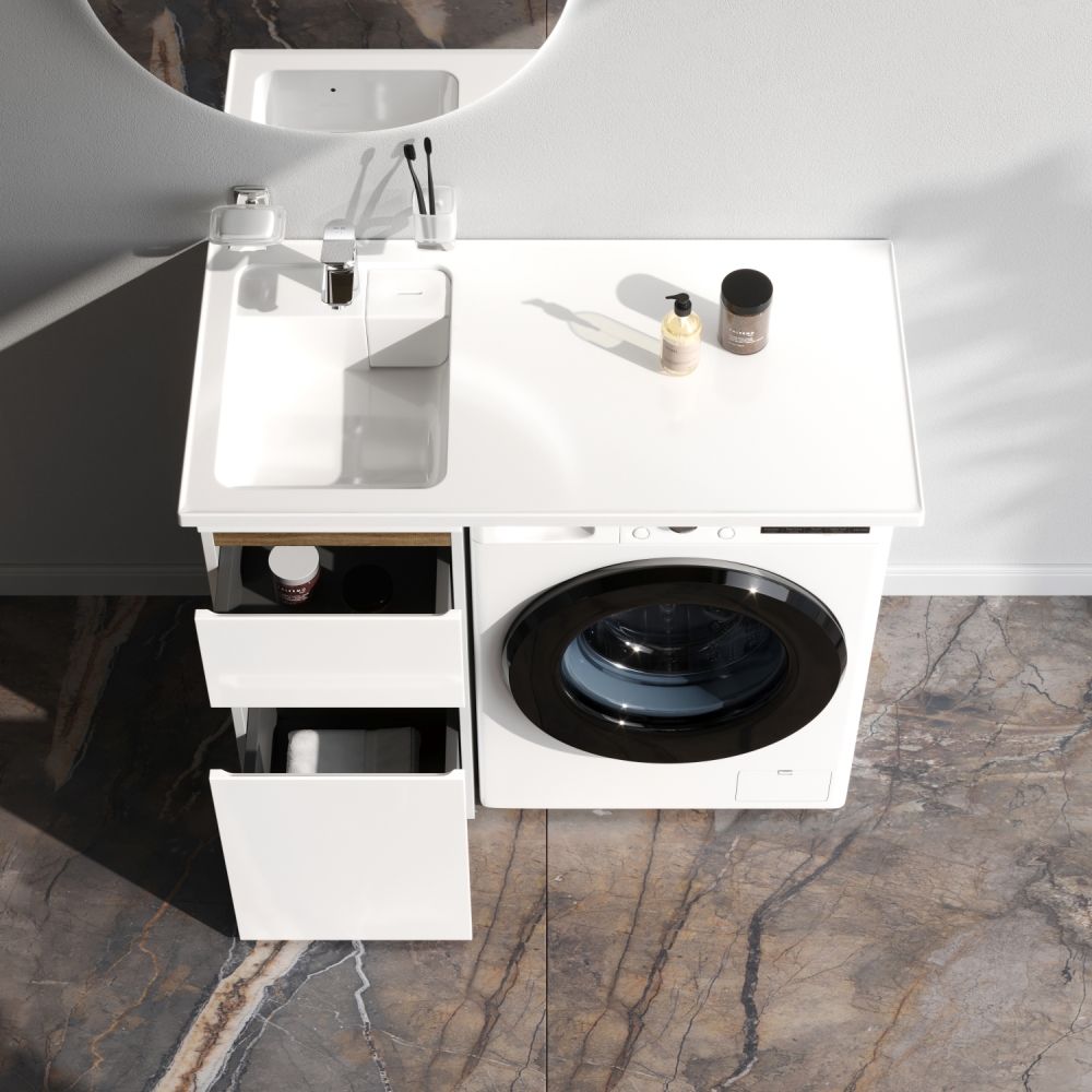 M85AFSX0402WG X-Joy, База под столешницу для стиральной машины, напольная, 40 см, 2 ящика, белый гля M85AFSX0402WG X-Joy, База под столешницу для стиральной машины, напольная, 40 см, 2 ящика, белый гля