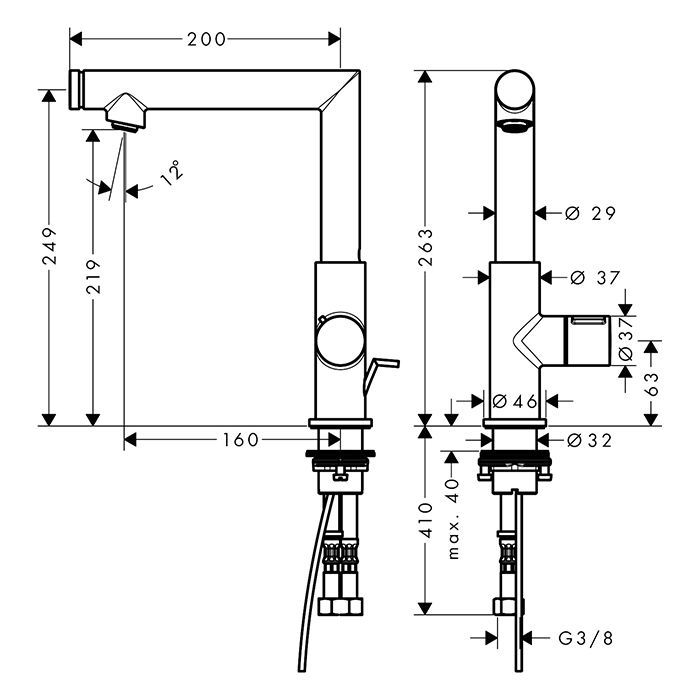 AX Uno Смеситель для раковины 220 Select, цвет шлифованная бронза