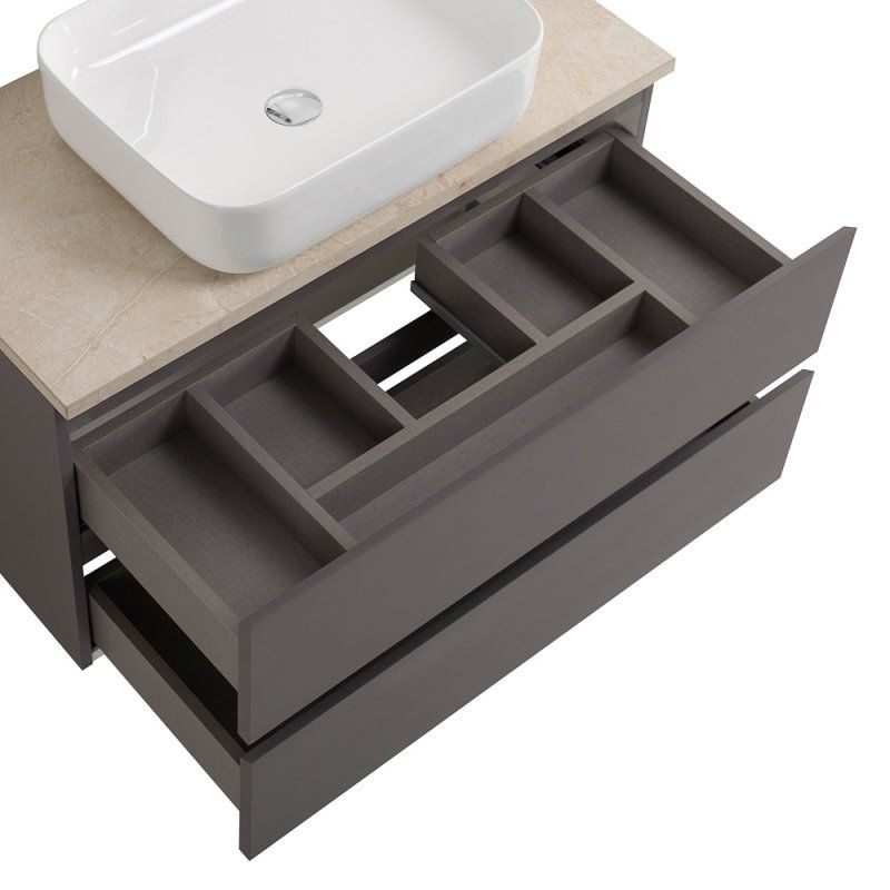 KRAFT База под раковину подвесная с фрезерованными ручками по всей длине фасада с двумя выкатн. ящ., Еловый Мат., 1000x455x500, KRAFT-1000-2C-SO-VO, артикул KRAFT-1000-2C-SO-VO