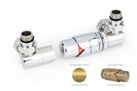 Автоматический терморегулятор 3D правый G 1/2" НР х G 3/4" НГ (набор) (Состаренная ЛАТУНЬ)