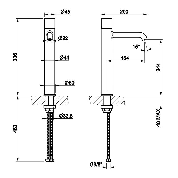 Gessi HABITO Смеситель для раковины, цвет Black Metal Br. PVD