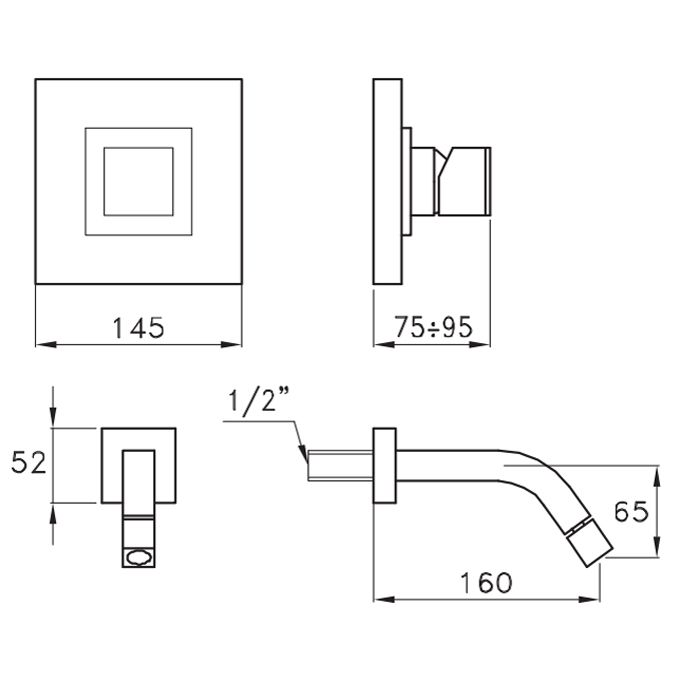 Stella Bamboo Quadro Встраиваемый смеситель для раковины 3868MC P.V. цвет: хром