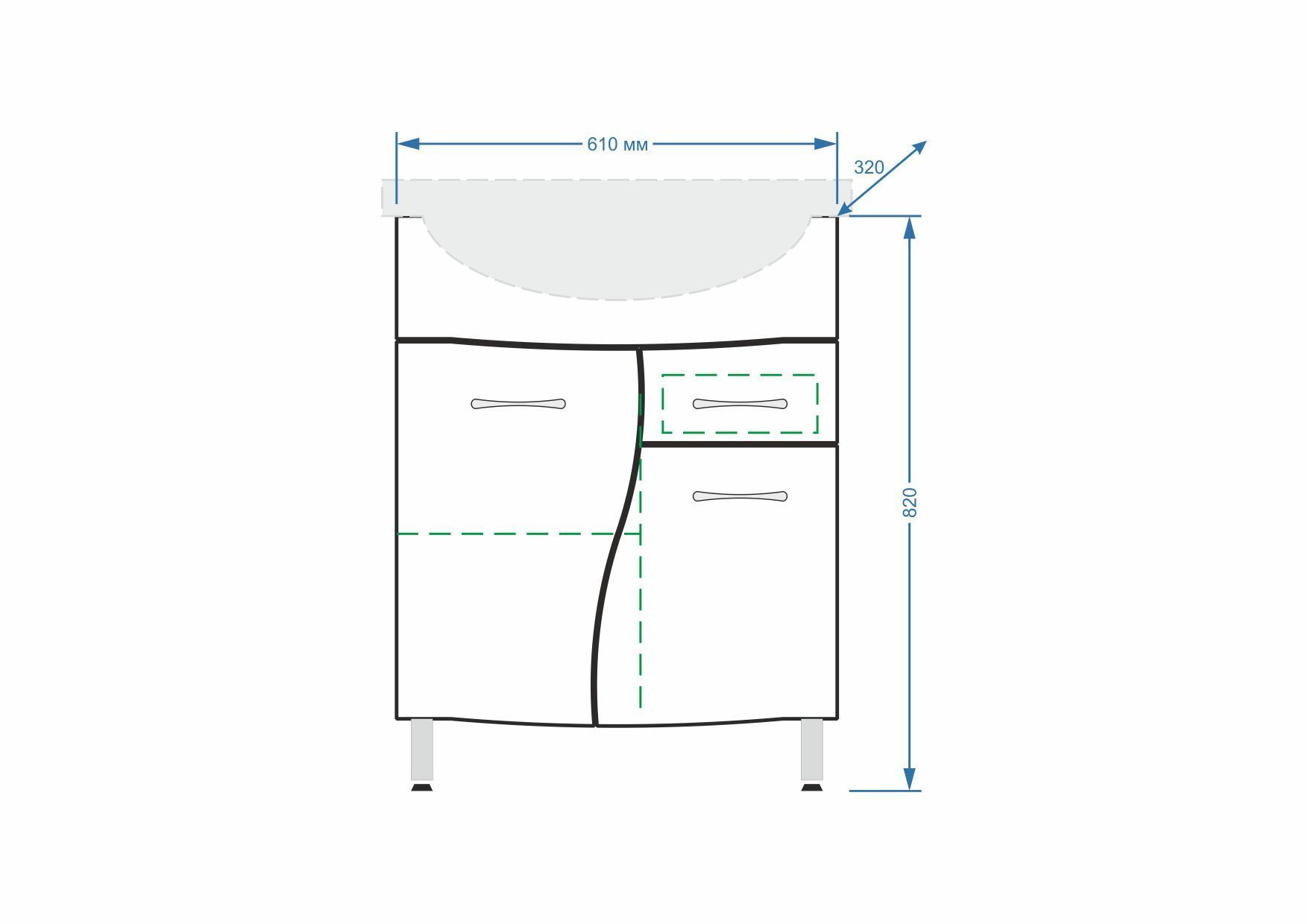 Тумба "Волна 65", 1 ящ., Байкал 65