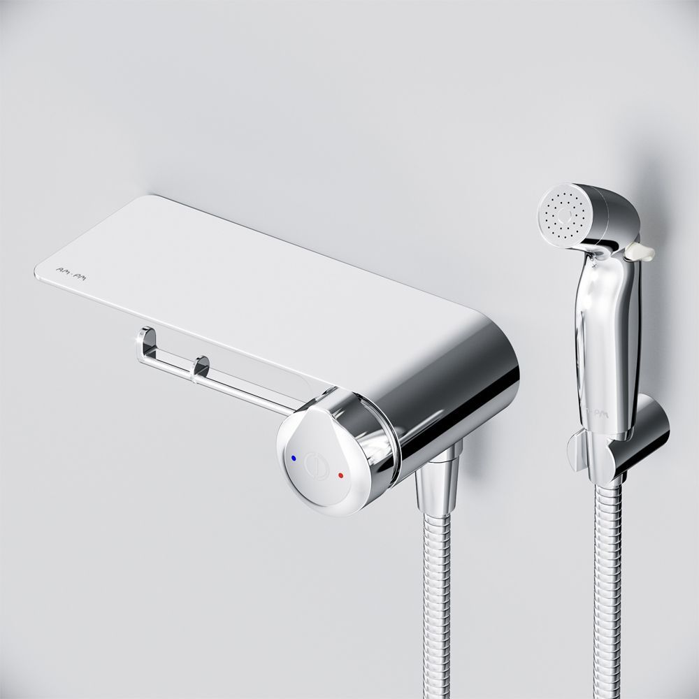 F0H85A800 X-Joy TouchReel, гигиенический набор со смесителем для душа с полкой, держателем туалетной F0H85A800 X-Joy TouchReel, гигиенический набор со смесителем для душа с полкой, держателем туалетной