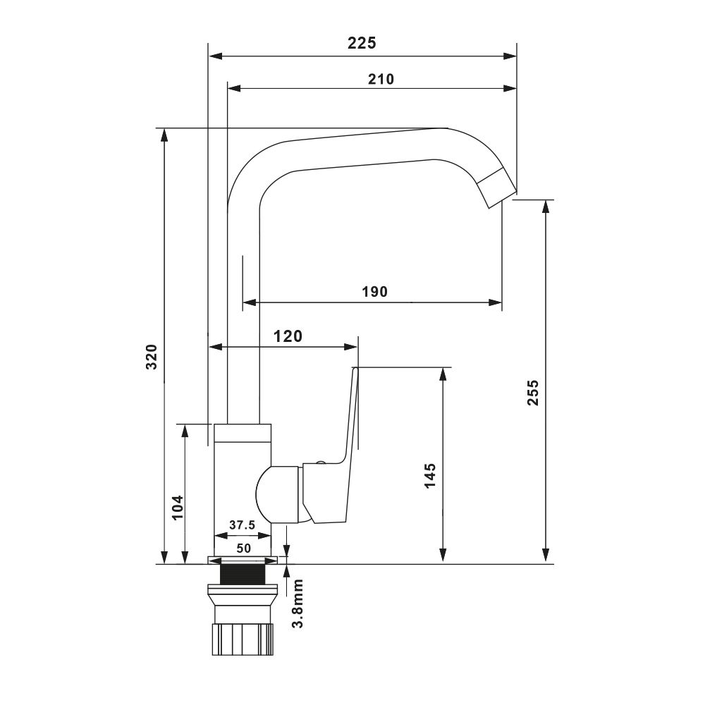 Смеситель для кухни WesnaArt NOVA NOV03-150Black, черный, артикул NOV03-150Black
