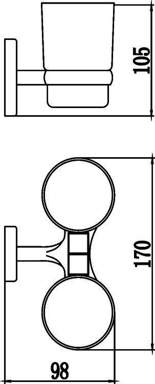 Стакан для ванной комнаты двойной Savol S-007068, хром, артикул S-007068