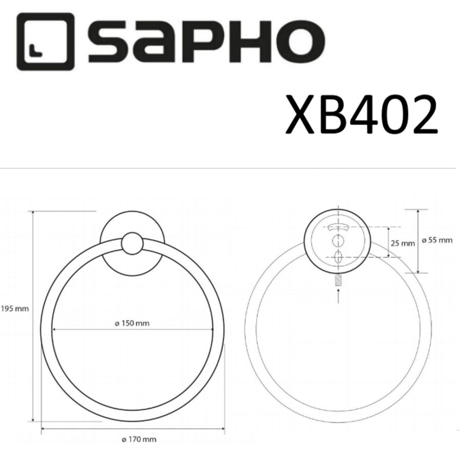 Полотенцедержатель X-ROUND BLACK в виде кольца, черный, Sapho, артикул XB402
