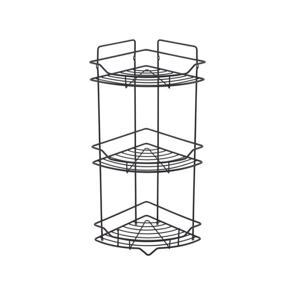 Полка трёхъярусная угловая Milardo Grid проволока стальная, чёрный матовый (GRICC3BM44)