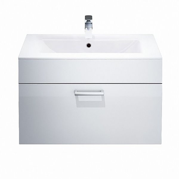 Тумба с раковиной Iddis Mirro 80 подвесная Белая Светлое дерево