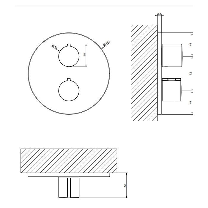 Gessi Emporio Via tortona Внешние части для термостатического смесителя на 1 позицию, цвет: Chrome, артикул 38776#031
