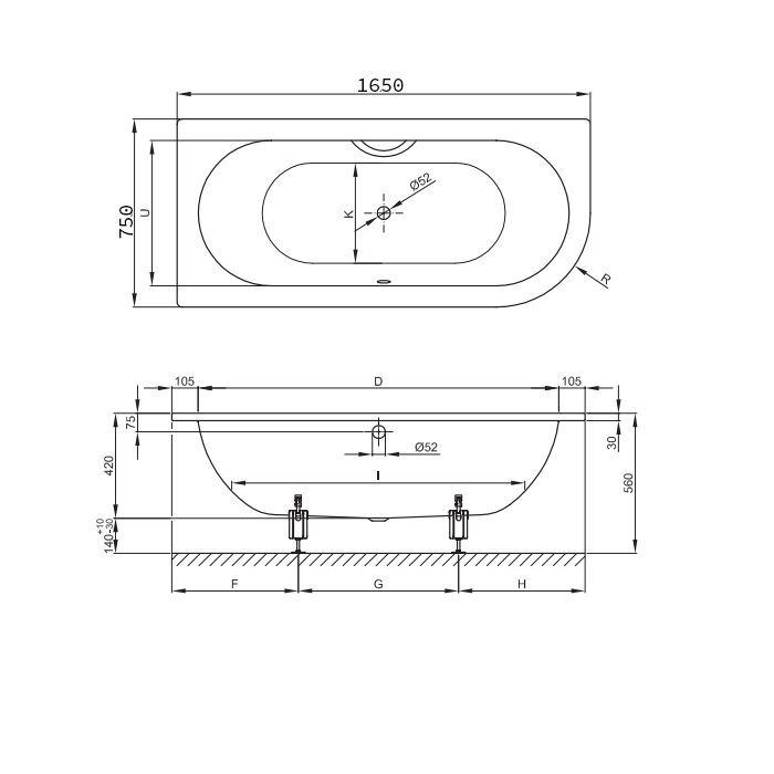 Опора для ванны, Bette, универсальная, комплект-2 штуки