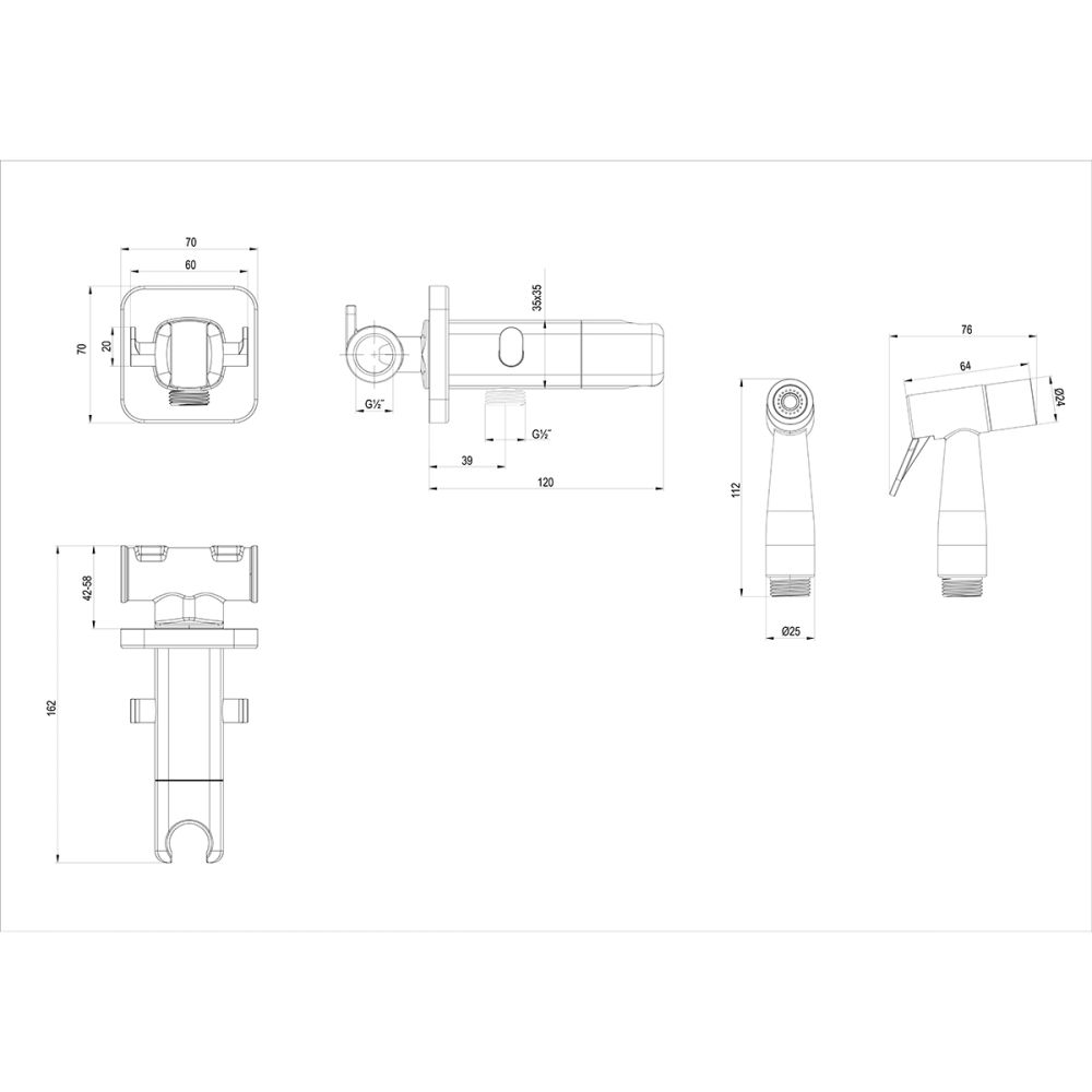 Смеситель DECOROOM DR25 с гигиеническим душем, встраиваемый (DR25063), артикул DR25063