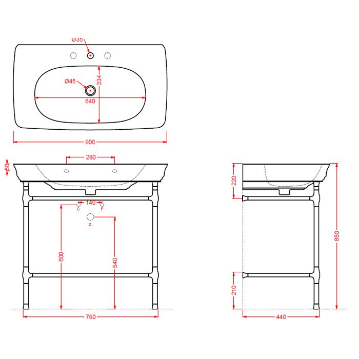 Artceram CIVITAS Металическая структура Quadra 70х40хh80,5см для раковины 90, полка сетка, цвет: золото