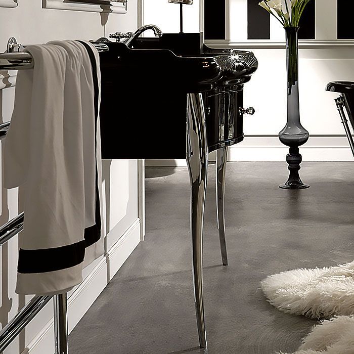 KERASAN Retro 7363K3, база 100см , под раковину 1050, цвет: черный глянц, ножки (арт.736290): хром, ручки: кристалл/кольцо-хром (упаковка-2 коробки), артикул 7363K3