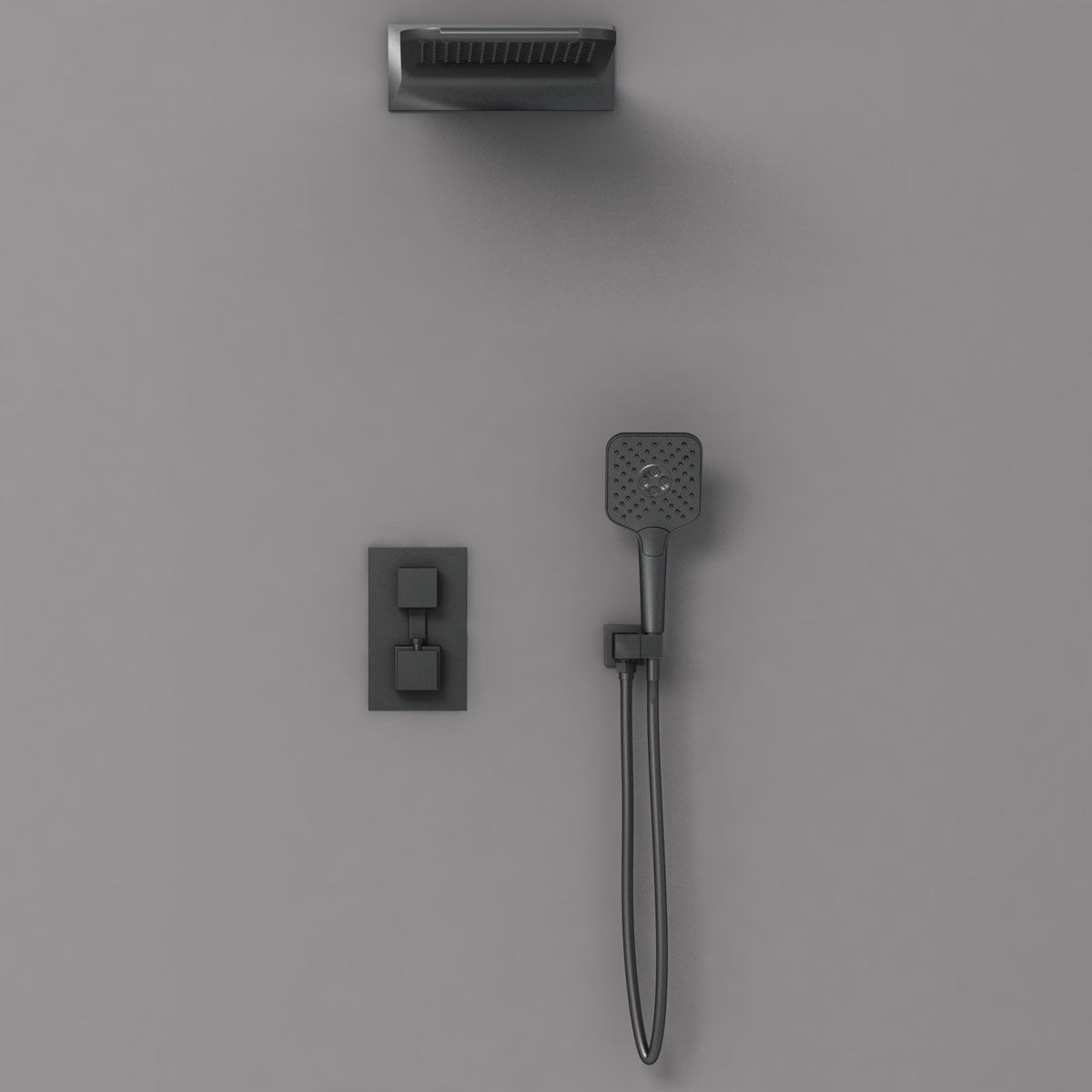 Душевой комплект VSFW-103TMB термостатический встраиваемый, двухрежимный, черный