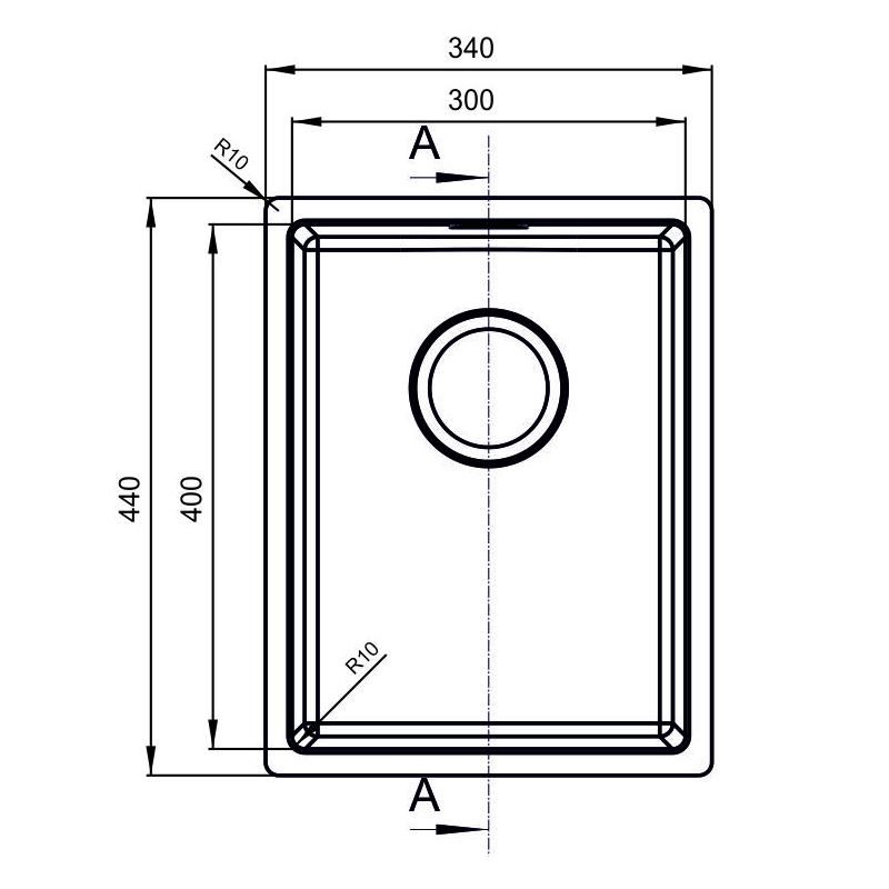Кухонная мойка Florentina ОПТИМА-HM OHM.300.400.В.10.S.10, нержавеющая сталь, артикул OHM.300.400.B.10.S.10
