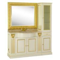 RAVENNA База для пенала DX, L119xH87xP59 см, 2 выдв.ящ.+ 2 двери, AVORIO/дек.FOGLIA ORO (4 ручки)