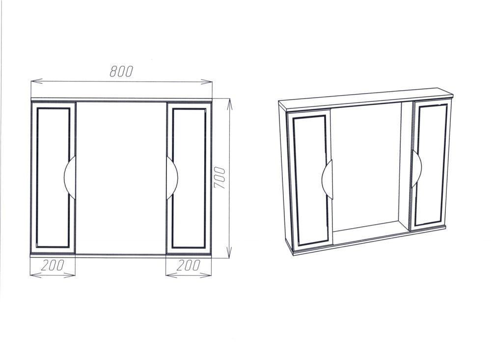 Зеркальный шкаф VIANT "Лима" 100 без света 160х950х700 (VLIM100-ZSH), артикул VLIM100-ZSH