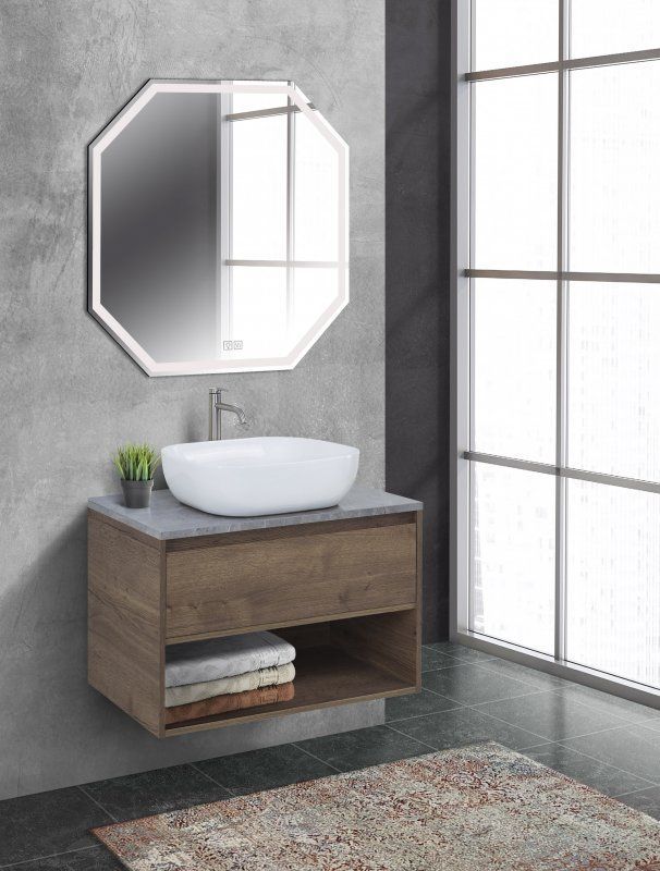 Мебель для ванной комнаты BELBAGNO KRAFT-800 с одним выкатным ящиком и одной открытой полкой, артикул KEP-80-MCO