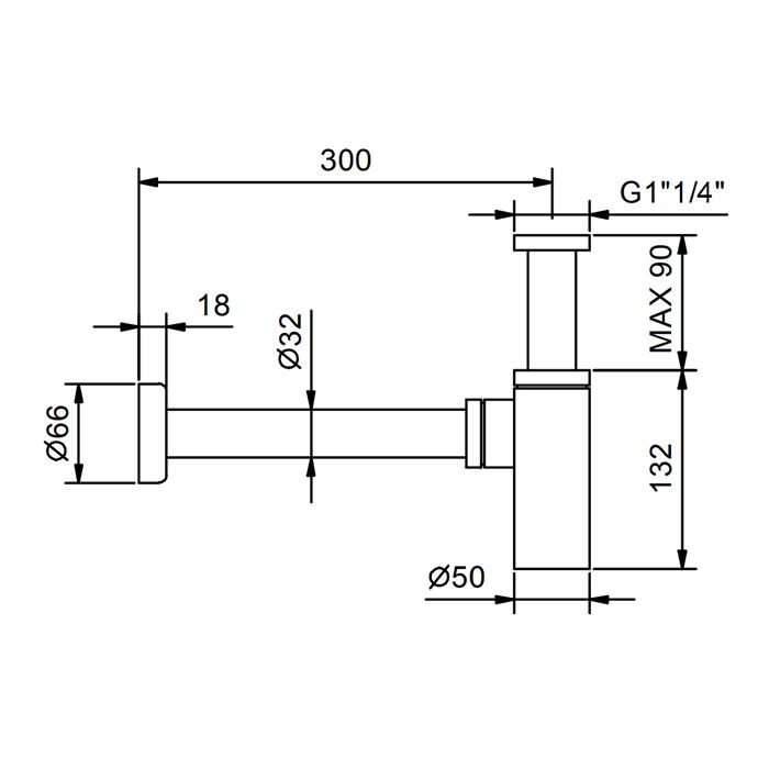 Fantini Nostromo Сифон бутылочный для раковины и биде, цвет Матовая натуральная сталь