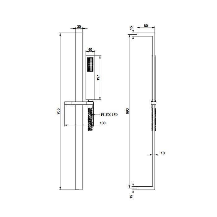 Bongio Душевая стойка с ручным душем 1500 мм, цвет хром