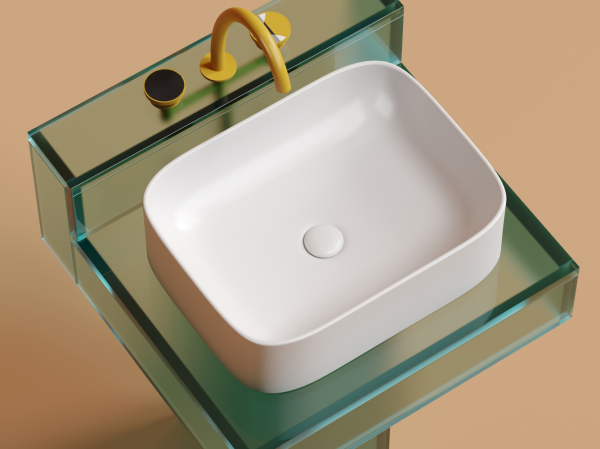 Умывальник чаша накладная прямоугольная (цвет Белый Матовый) Элемент (Element) 505x380x150мм