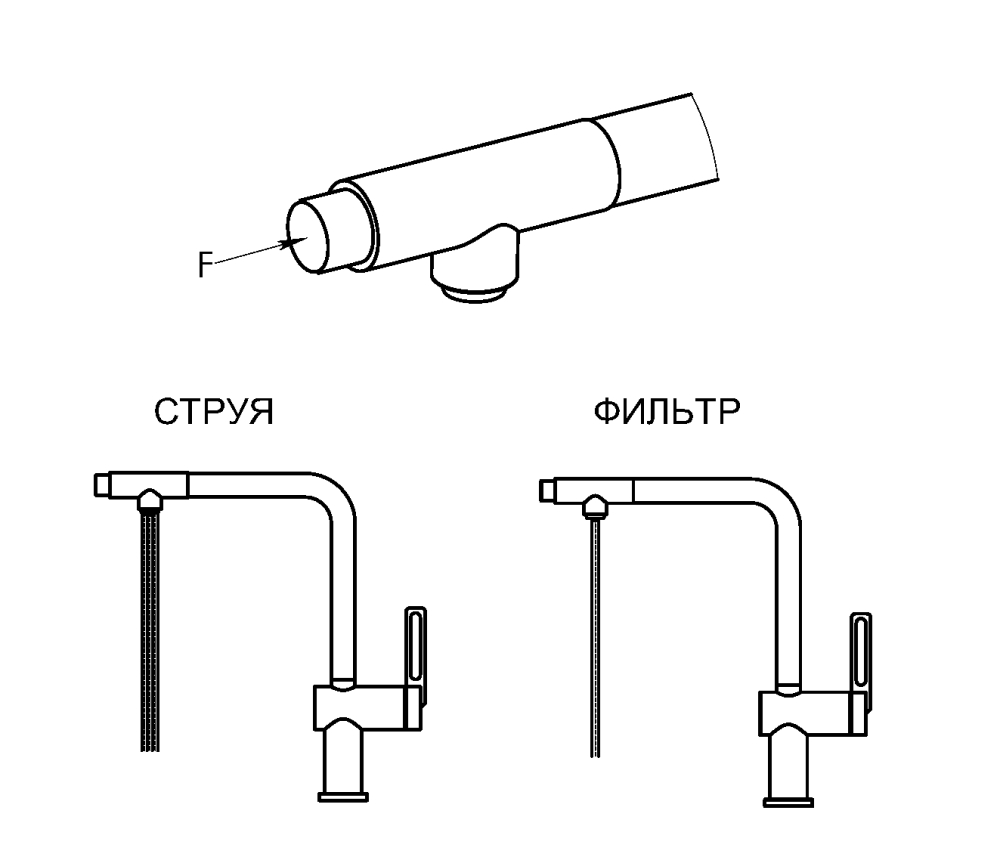 Смеситель для кухни GRANULA с выдвижным изливом и подключением к фильтру (8169, ТУРМАЛИН), артикул 8169, ТУРМАЛИН
