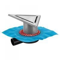 Трап BERGES водосток ZENTRUM Norma 35х25х25 угловой, матовый хром, выпуск D50 H65 боковой