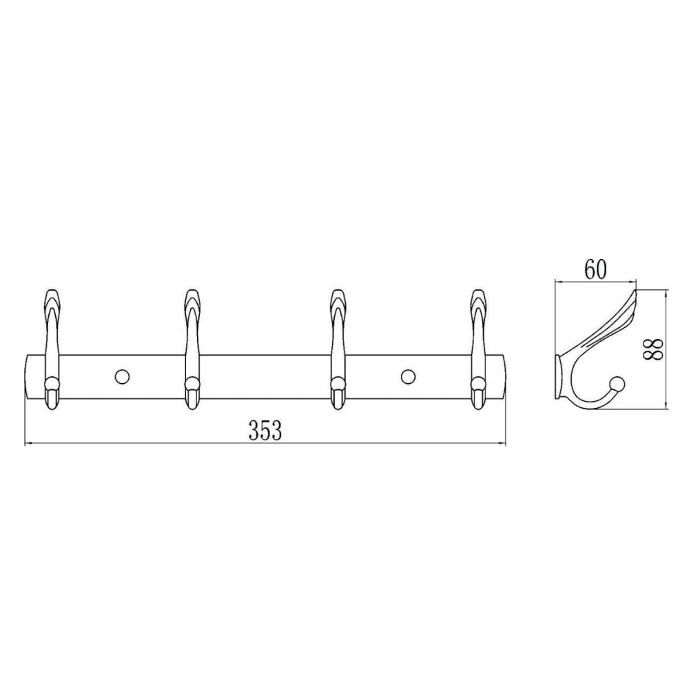 Планка с крючками Savol S-00114B, золото