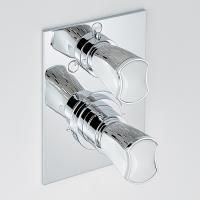 THG PORCELAIN BLANCHE DECOR PLATINE Смеситель для душа встраиваемый, термостатический, с переключателем на 2 потока, внешняя часть, цвет хром