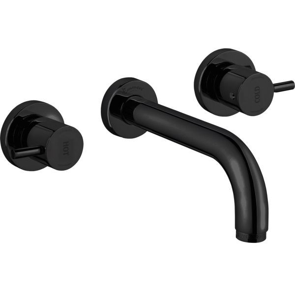 Emmevi Piper, встраиваемый в стену двухрычажный смеситель для раковины, без донного клапана, цвет черный матовый