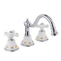 PROVANCE Смеситель для биде на 3 отв., донный клапан "click-clack", бел. с декором/хром