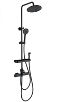 Душевая система с термостатом WONZON & WOGHAND Plate, Черный матовый (WW-C3017-A1-MB)