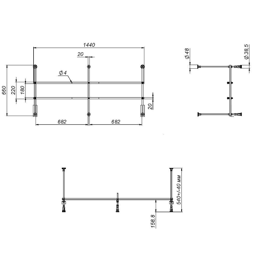 W01A-150-070W-R Разборный каркас для ванны 150х70 см W01A-150-070W-R Разборный каркас для ванны 150х70 см