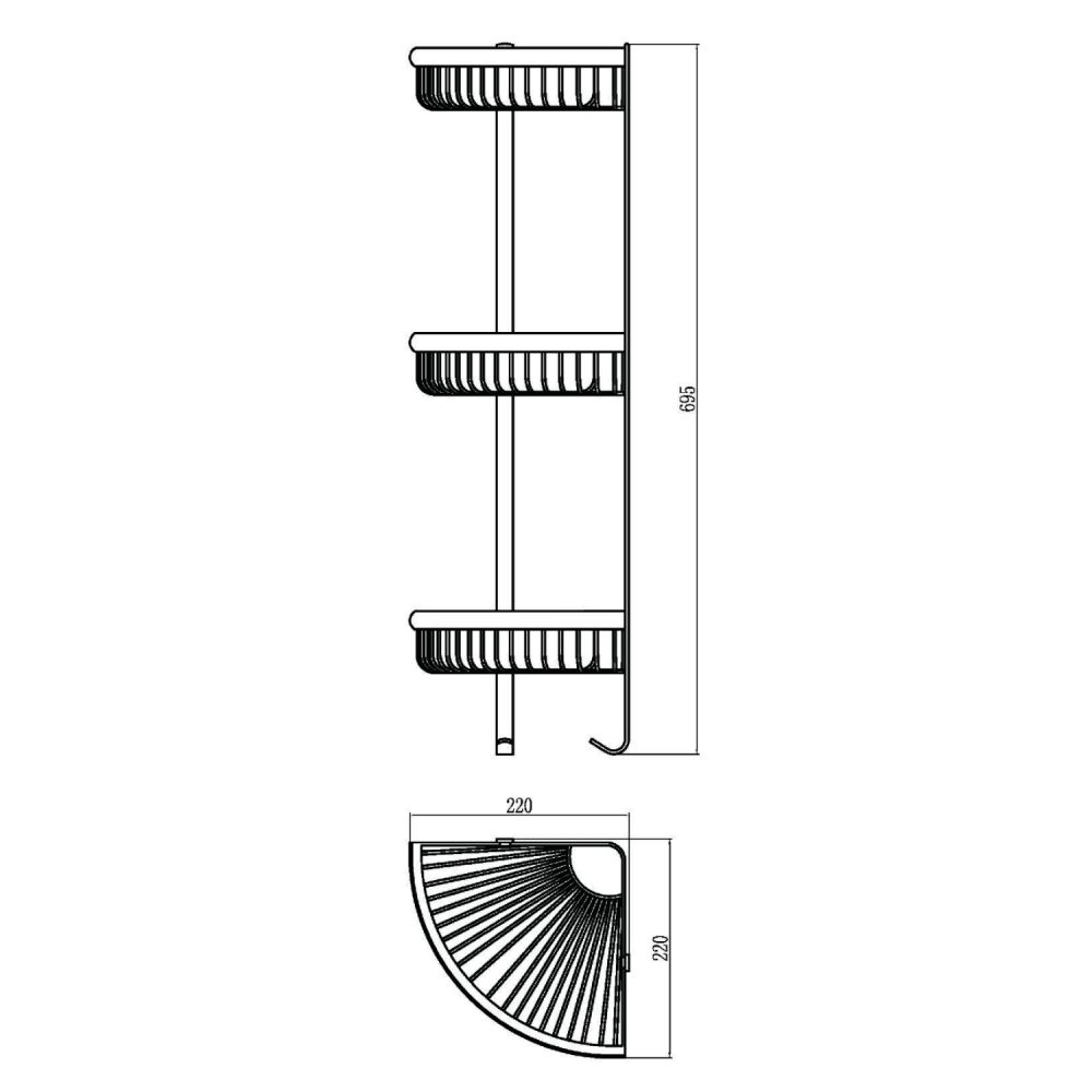 Полка угловая Savol S-L5854-3, сатин