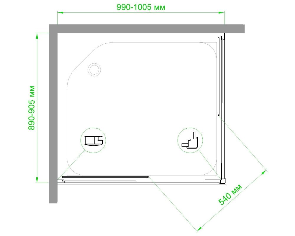 Душевой уголок Royal Bath RB HPD-T-ST 100х90х200 (прозрачное), артикул RB9100HPD-T-ST