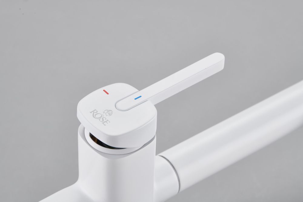 Смеситель для кухни с подключением фильтра для воды Rose R358C, белый