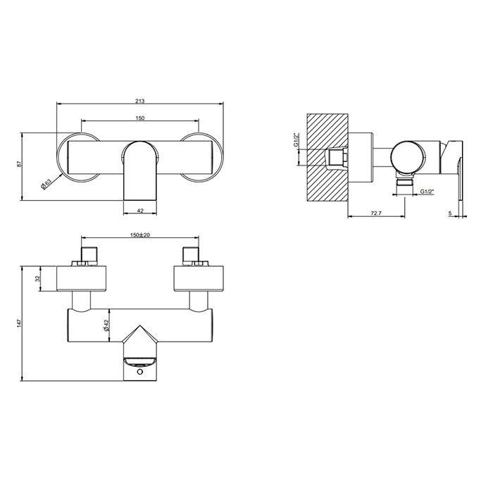 Gessi Emporio Via manzoni Смеситель наружный для душа, цвет: Black XL, артикул 38631#299