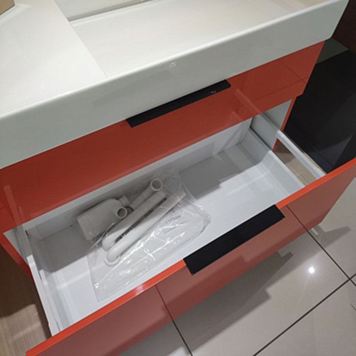 Тумба под раковину, Laufen, Kartell by Laufen, ширина, мм-895, глубина, мм-455, высота, мм-615, тип установки-подвесной, раковина-необходимо заказать, ящики-2, материал корпуса-МДФ, материал фасада-МДФ, цвет-оранжевый глянцевый