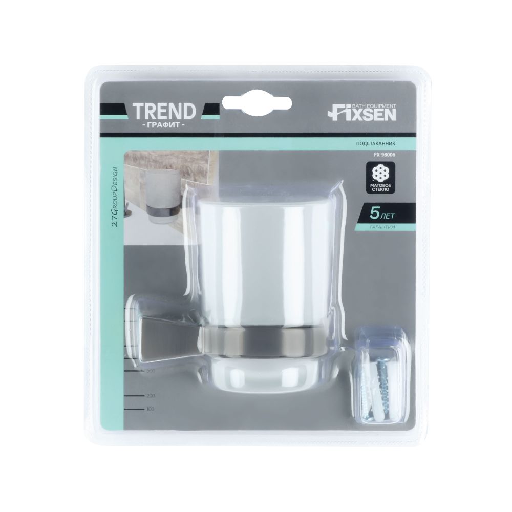 Стакан для ванной комнаты FIXSEN  TREND GRAPHITE FX-98006, графит, артикул FX-98006