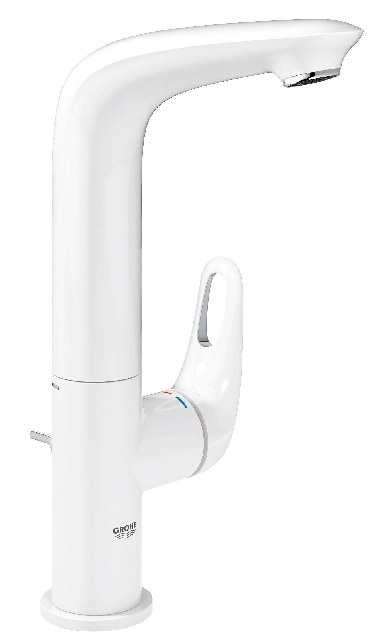 Смеситель для раковины GROHE Eurostyle new с донным клапаном и высоким изливом, белая луна (23569LS3) Смеситель для раковины GROHE Eurostyle new с донным клапаном и высоким изливом, белая луна (23569LS3)